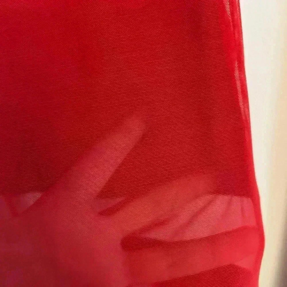 Suki Cohen Red Sheer panel Bodysuit swimsuit size Large - Picture 4 of 8